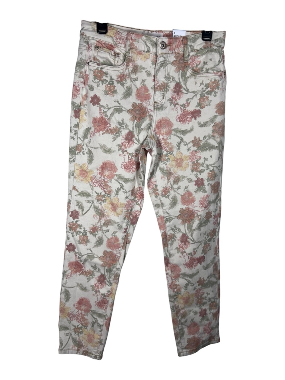 Tribal Jeans Audrey Mid-Rise Slim Fit Floral Pants Size 8